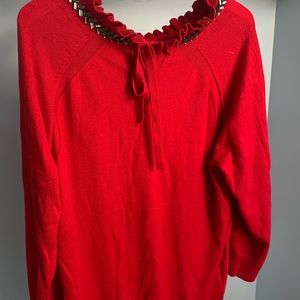 Red sweater by rsvp by Talbots with neck ornament